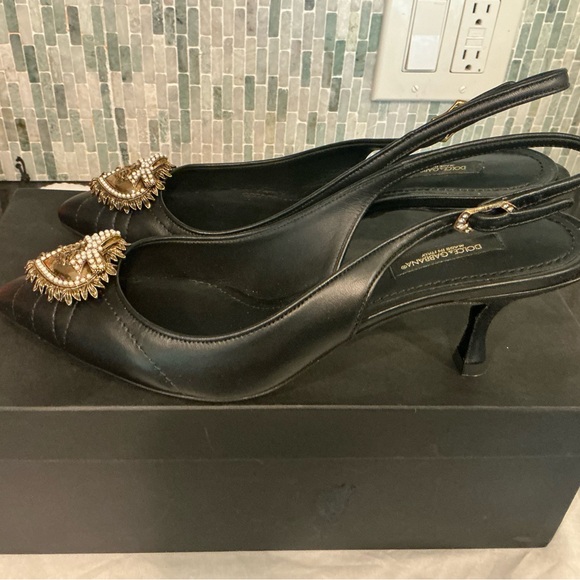 Dolce & Gabbana Black Heels with Gold Embellishments - Picture 2 of 6